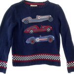 Front view of Rorie Whelan boys car motif sweater size 3
