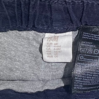 Back view of women’s H&M navy corduroy pants showing pocket detail.