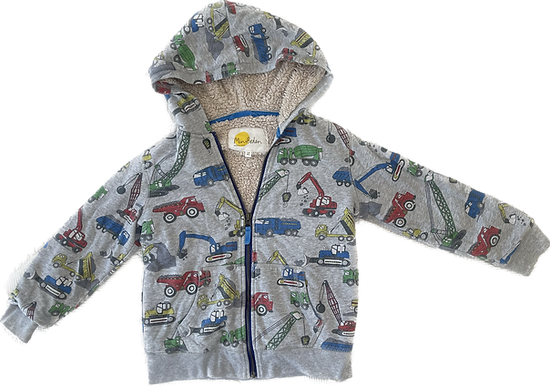 Front view of MiniBoden shaggy-lined hoodie size 7-8