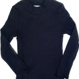 Front view of girls black turtleneck sweater in size 3