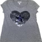 Front view of girls grey sequin flip top with sparkle detail