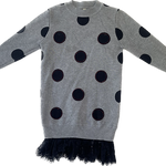 Front view of girls sweater dress with lace trim in size 7