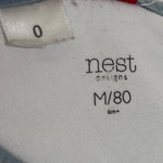 Detail view of the zipper and mice print on the sleep sack