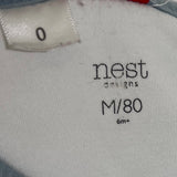 Detail view of the zipper and mice print on the sleep sack