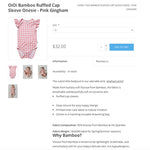 Newborn baby onesie in pink gingham, eco-friendly bamboo fabric
