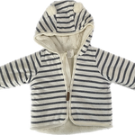 Front view of newborn striped pile jacket by H&M