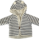 Front view of newborn striped pile jacket by H&M