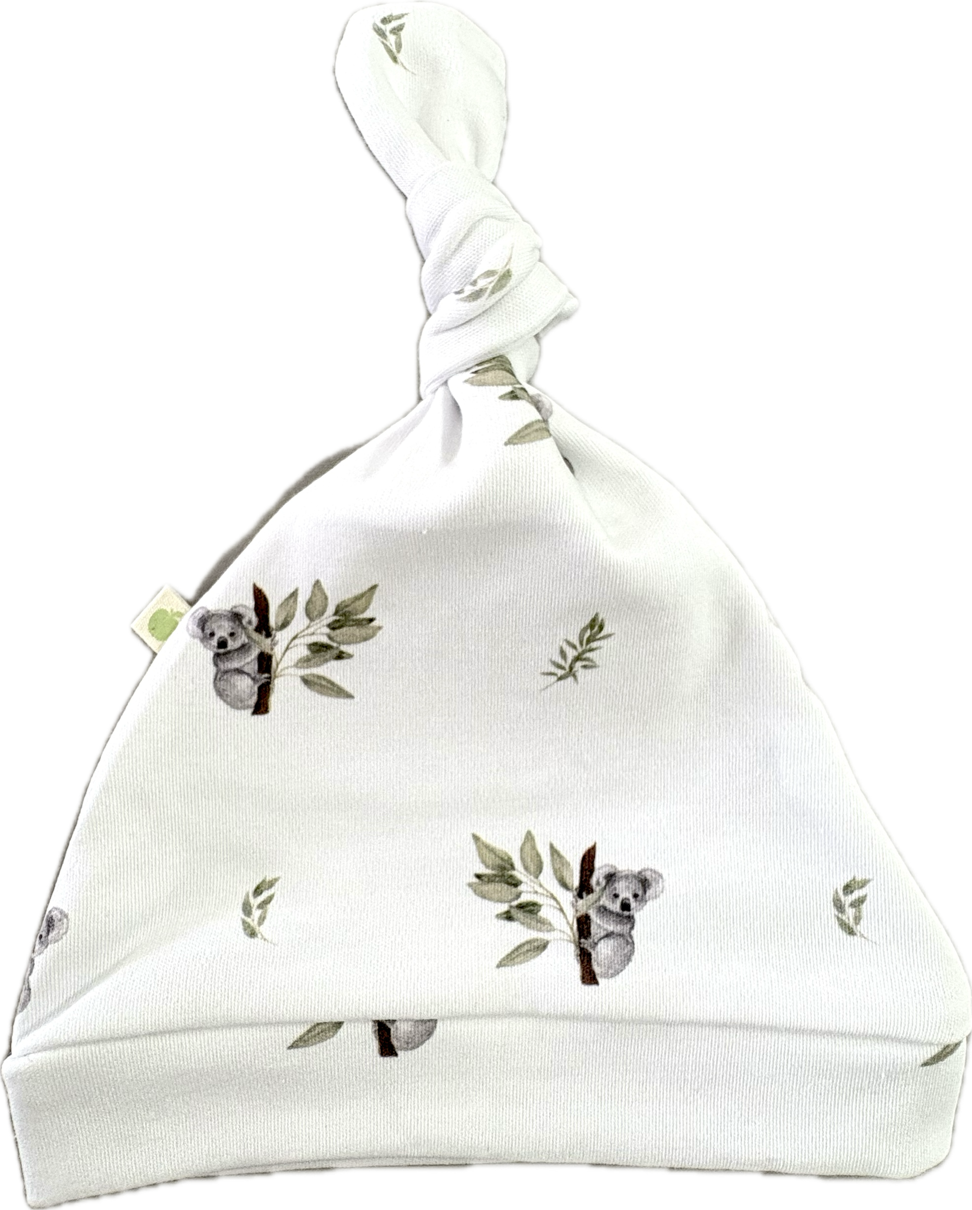Soft organic cotton baby beanie in Country Koala style.