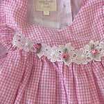 Back view of pink gingham girls dress by Laura Ashley