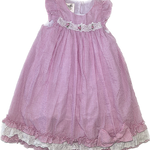 Front view of pink layered girls dress by Laura Ashley in size 6