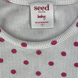 Styled outfit featuring boat-neck long sleeve polka dot dress by Seed
