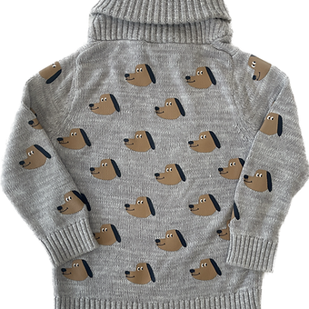 Close-up of the turtleneck design on Seed Heritage Boys Dog Sweater, warm knit.