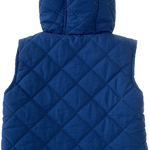 Back view of toddler boys puffer vest in bright blue