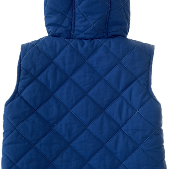 Back view of toddler boys puffer vest in bright blue