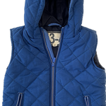 Front view of toddler boys blue puffy vest size 3-5